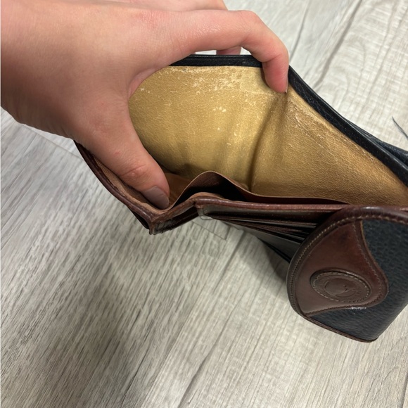 Vintage 90s Dooney & Bourke Black Brown Pebble Leather Tri-Fold Wallet Duck Logo - Picture 10 of 10
